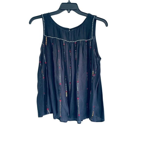 Marks & Spencer Collections Black Sequined beaded Flowy sleeveless top size 12 - Picture 1 of 8
